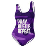 PRAY HUSTLE REPEAT One-Piece Swimsuit
