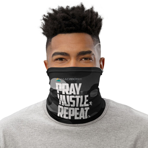 PRAY HUSTLE REPEAT Black Camo Neck Gaiter