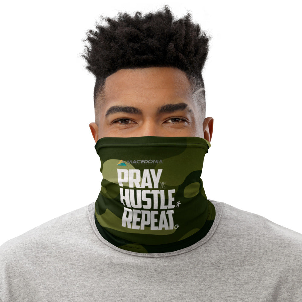 PRAY HUSTLE REPEAT Green Camo Neck Gaiter