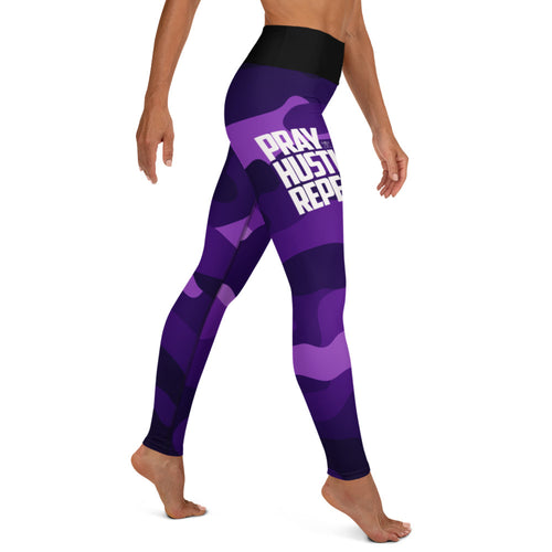 PRAY HUSTLE REPEAT PURPLE CAMO Leggings