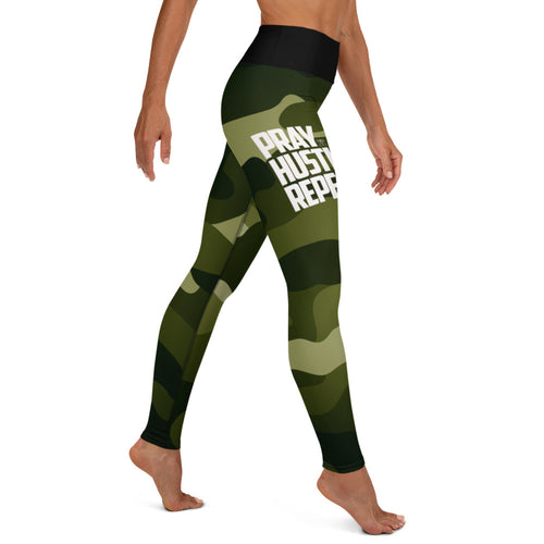 PRAY HUSTLE REPEAT Camo Leggings