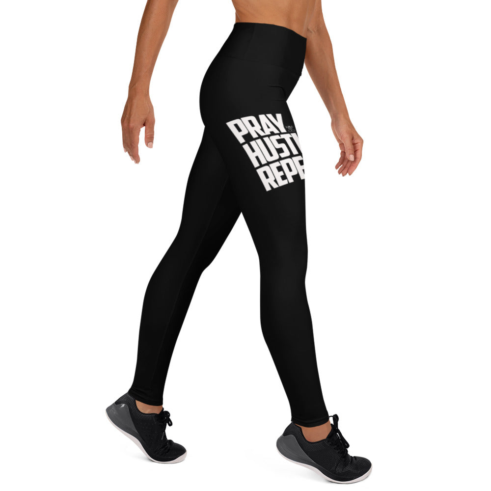 PRAY HUSTLE REPEAT Black Leggings